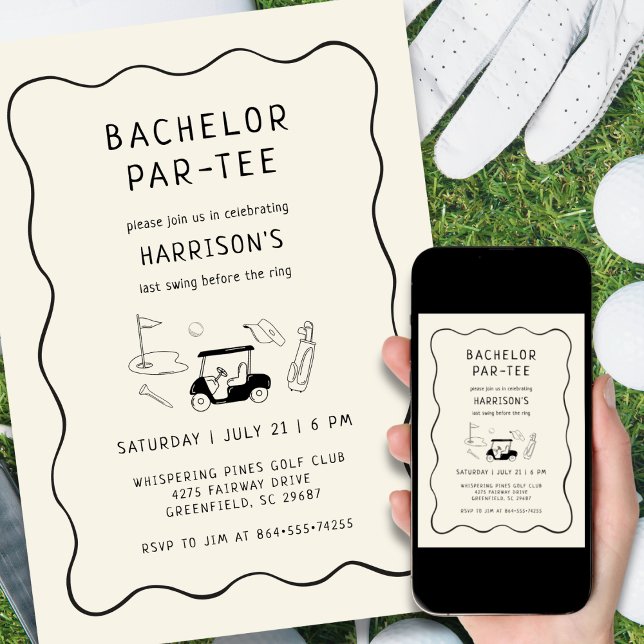 Invitation Thème de golf pour l'enterrement de vie de garçon  (Créateur téléchargé)