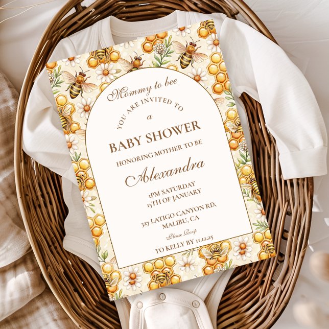 Invitation Thème de la Baby Shower Abeille à Miel (Créateur téléchargé)