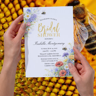 Invitation Thème de la douche de mariée du jardin de abeilles