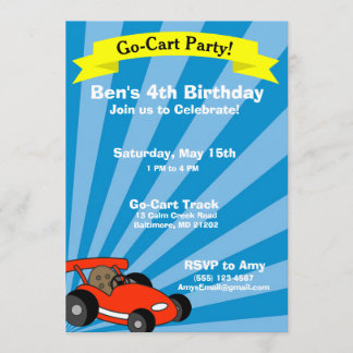 Invitation Thème de la fête d'anniversaire Go-Cart