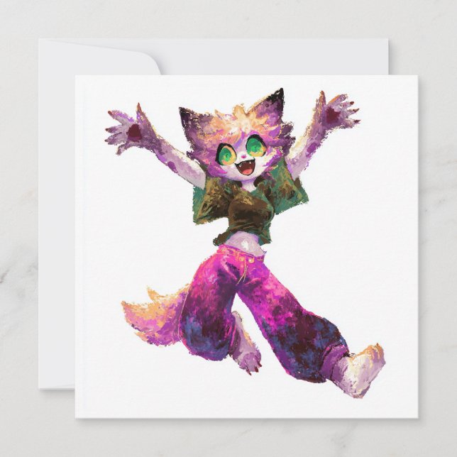 Invitation Thème de la fête de danse de chat (Devant)