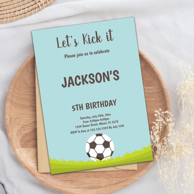 Invitation Thème de la Fête verte réaliste (Grass Soccer Birthday Invitations)