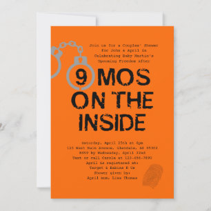 Invitation Thème de la prison Baby shower 9 mois à l'intérieu