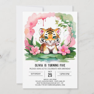 Invitation Thème de l'anniversaire du Roaring Wild One Tiger