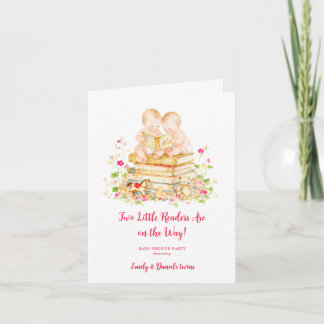 Invitation Thème de livre pour Baby Shower de jumeaux Premièr