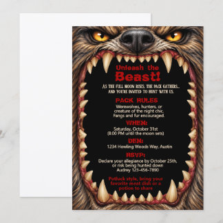 Invitation Thème de loup-garou Fête de déguisement Halloween
