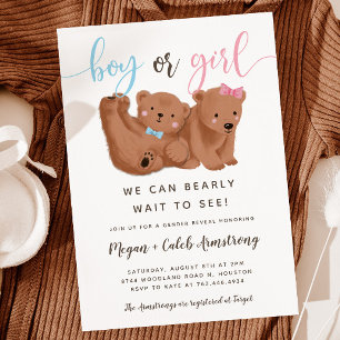 Invitation Thème de l'ours en peluche pour la fête de révélat