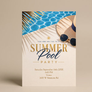 Invitation Thème de luxe au bord de la piscine pour une fête