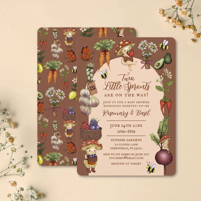 Invitation Thème de marché de fermiers mignon pour jumeaux Ba (Créateur téléchargé)