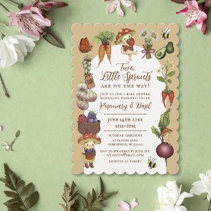Invitation Thème de marché de fermiers mignons pour jumeaux B