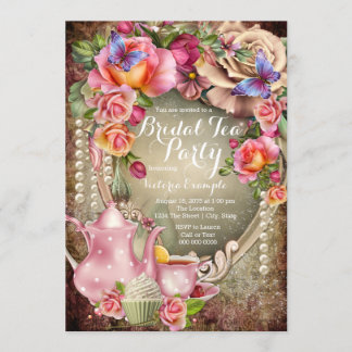 Invitation Thème de mariage aux perles de rose vintage