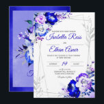 Invitation Thème de mariage bleu royal et violet<br><div class="desc">Thème de mariage bleu roi et violet. Ces invitations de mariage avec les meilleures illustrations uniques et personnalisées de notre boutique DESIGNPAPERY. Veuillez modifier les informations à votre guise,  sauvegarder et ravir vos invités avec de belles invitations !</div>