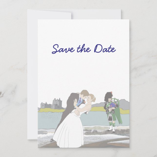 Invitation Thème de mariage celtique écossais, Enregistrez la (Devant)