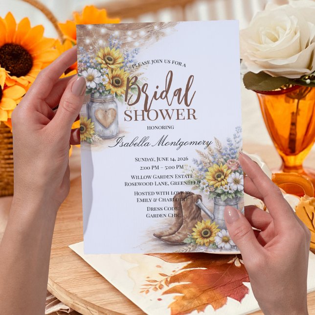 Invitation Thème de mariage champêtre avec tournesols rustiqu (Country Sunflower Rustic Bridal Shower Theme Invitations
)