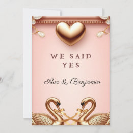 Invitation 🌸 Thème de mariage cygne couple or rose 💍