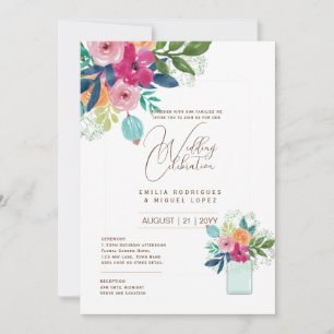 Invitation Thème de mariage de jardin miniature Fleurs jolies