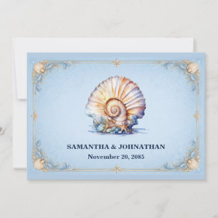 Invitation Thème de mariage de luxe coquillage conque de plag