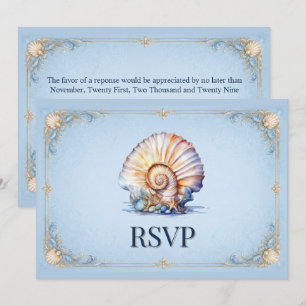 Invitation Thème de mariage de luxe coquillage plage conque R