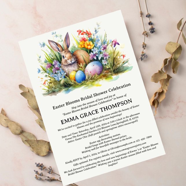 Invitation Thème de mariage de printemps de Pâques à l'aquare (Créateur téléchargé)