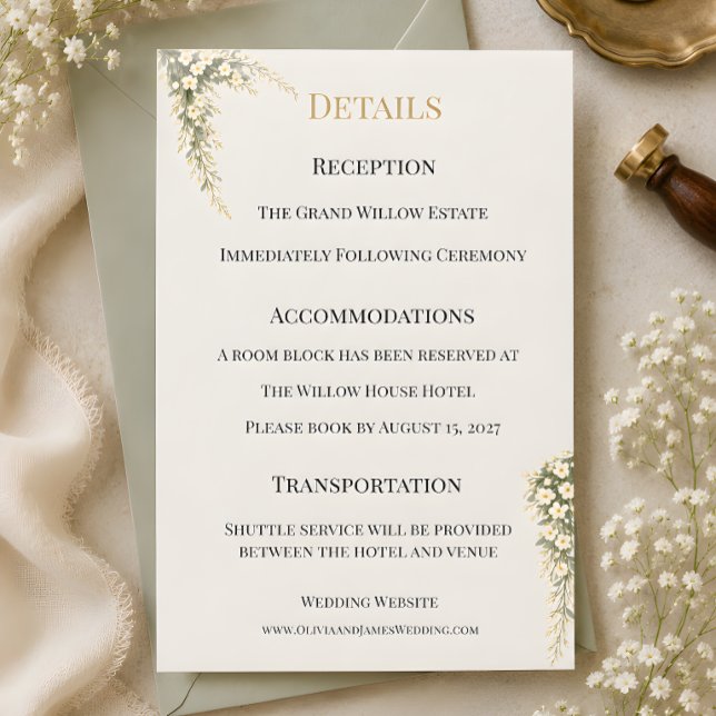 Invitation Thème de mariage floral Luxe Baby's Breath  (Luxury baby's breath wedding themed details card)