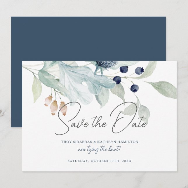 Invitation Thème de mariage hivernal élégant Enregistrez la d (Devant / Derrière)