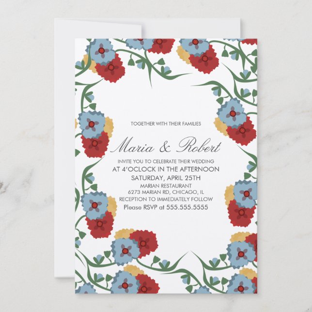 Invitation Thème de mariage mexicain verdure vigne bouquet fl (Devant)