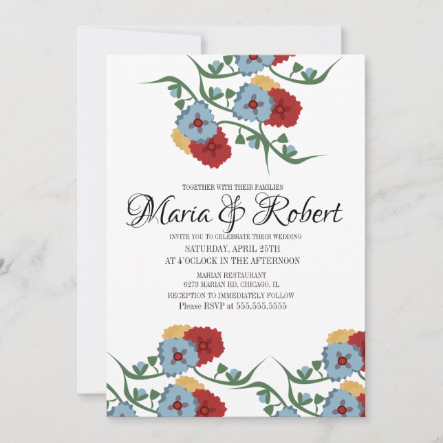 Invitation Thème de mariage mexicain verdure vigne floral  (Devant)
