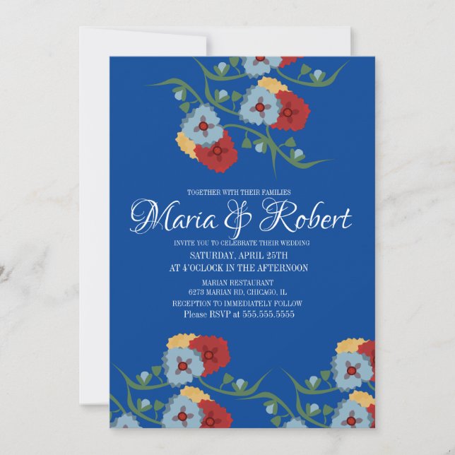 Invitation Thème de mariage mexicain verdure vigne floral ble (Devant)