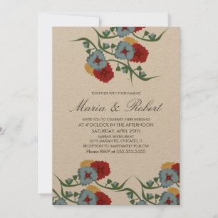 Invitation Thème de mariage mexicain verdure vigne floral kra