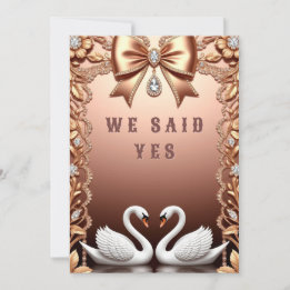 Invitation 🌸 Thème de mariage Rose Gold White Swans 💖