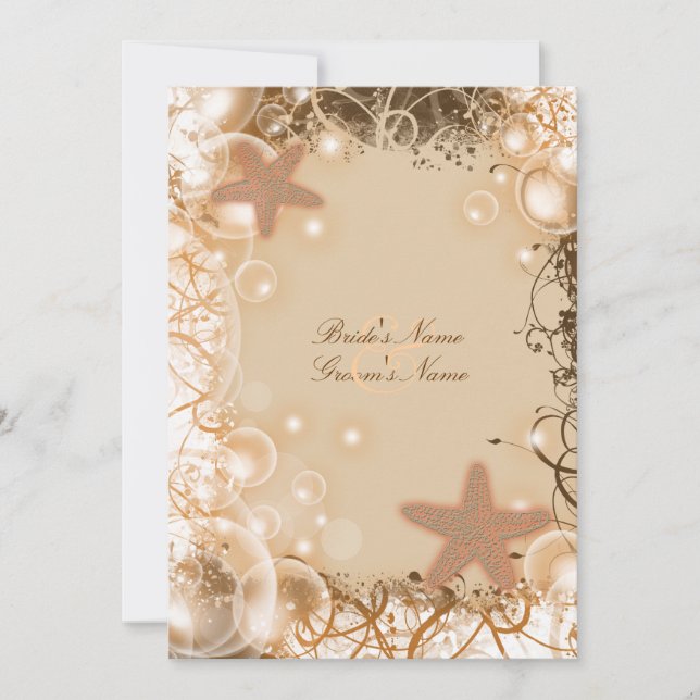 Invitation Thème de mariage sur la plage ~ réception élégante (Devant)