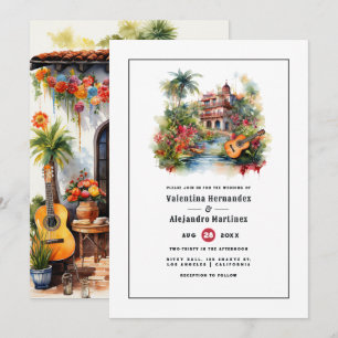 Invitation Thème de mariage Vibrant Aquarelle Fiesta Mexicain