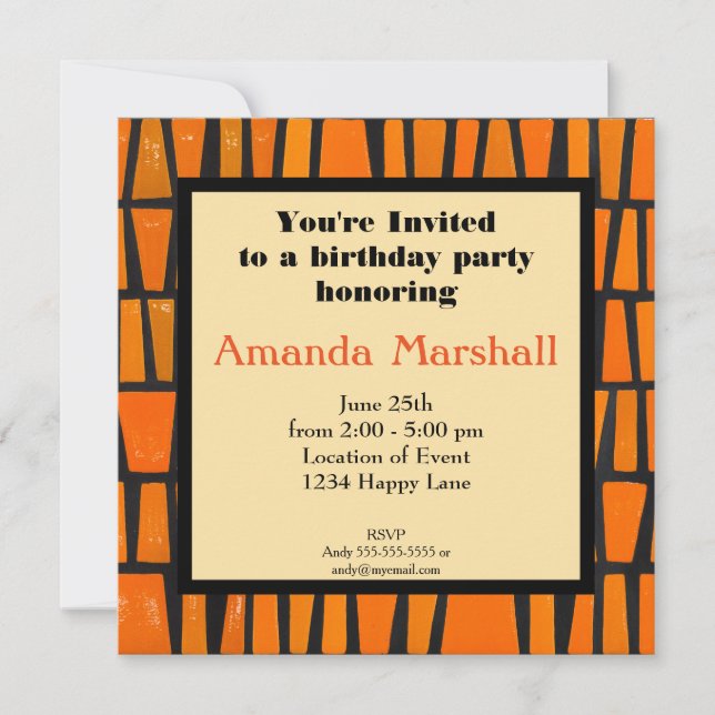 Invitation Thème de motif tribal africain pour fête (Devant)