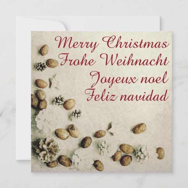 Invitation Thème de Noël avec noix... (Devant)