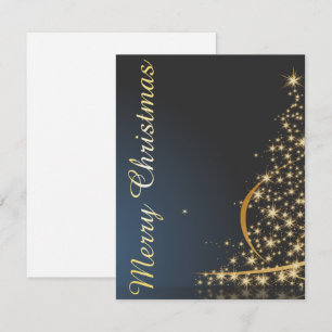 Invitation Thème de Noël bleu avec arbre de Noël doré