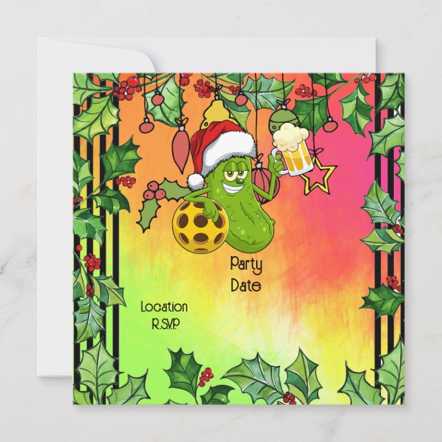 Invitation Thème de Noël de Pickleball (Devant)