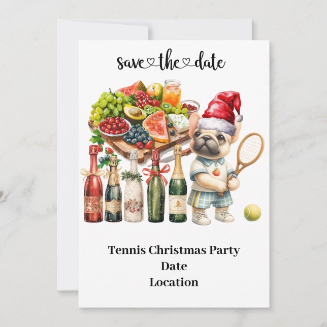 Invitation Thème de Noël de tennis pour Tennis Party Invitati (Devant)