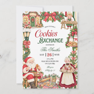 Invitation Thème de Noël Échange de biscuits de Noël