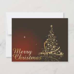 Invitation Thème de Noël rouge avec sapin de Noël doré
