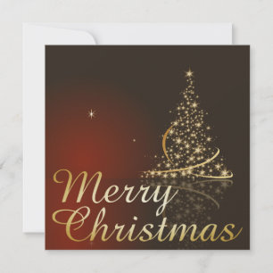 Invitation Thème de Noël rouge avec sapin de Noël doré