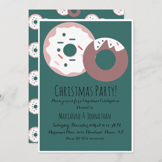 Invitation Thème de Noël Saupoudré de beignes (Devant / Derrière)