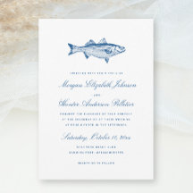 Thème de pêche au bar rayé Élégant mariage bleu ma