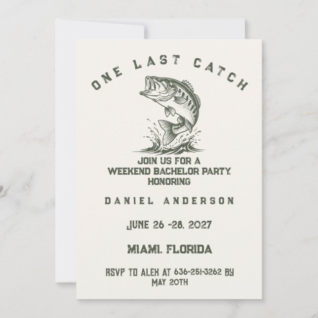 Invitation Thème de pêche Party de Bachelor sur mesure (Devant)