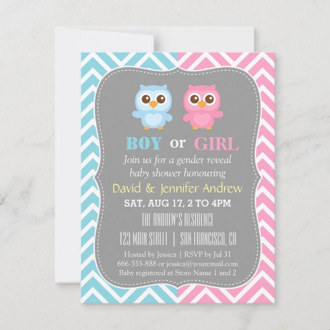 Invitation Thème de petite chouette adorable pour une fête de (Devant)