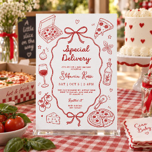 Invitation Thème de pizza italienne pour Baby Shower Livraiso