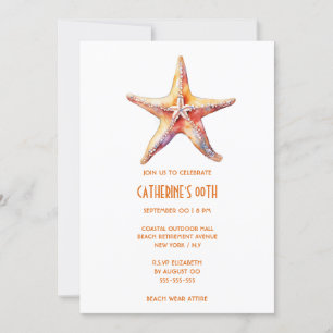 Invitation Thème de plage blanc de corail Starfish