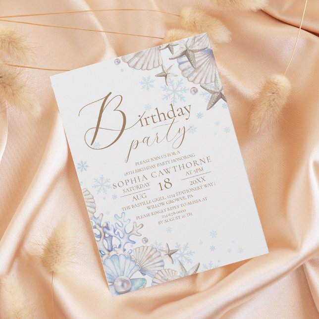 Invitation Thème de plage hivernale pour une fête d'anniversa (Créateur téléchargé)