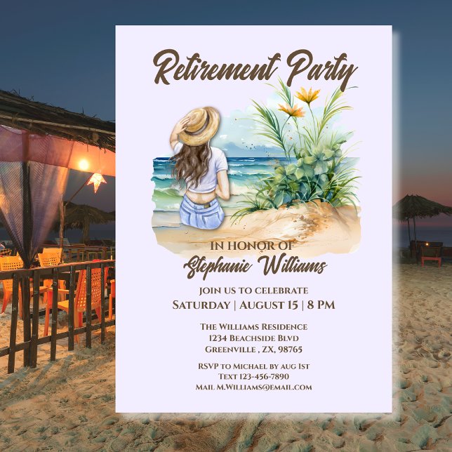 Invitation Thème de plage pour la retraite des femmes Élégant (Créateur téléchargé)