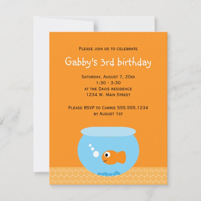 Invitation Thème de poisson rouge Anniversaire de enfant bleu (Devant)