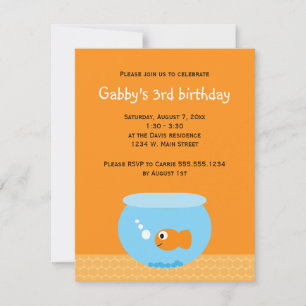 Invitation Thème de poisson rouge Anniversaire de enfant bleu